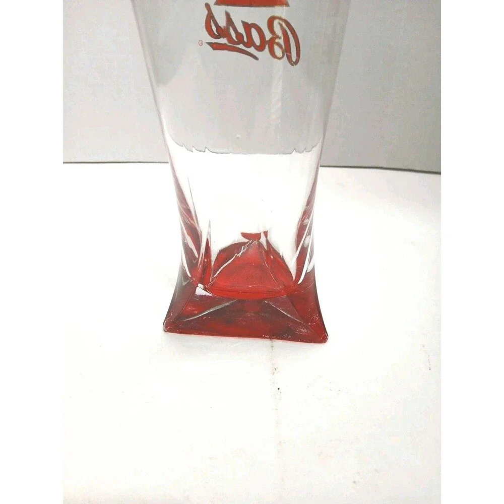 Bass Ale Red Triangle Advertising Beer Glass 16 oz Red Pyramid Base Barware Pub